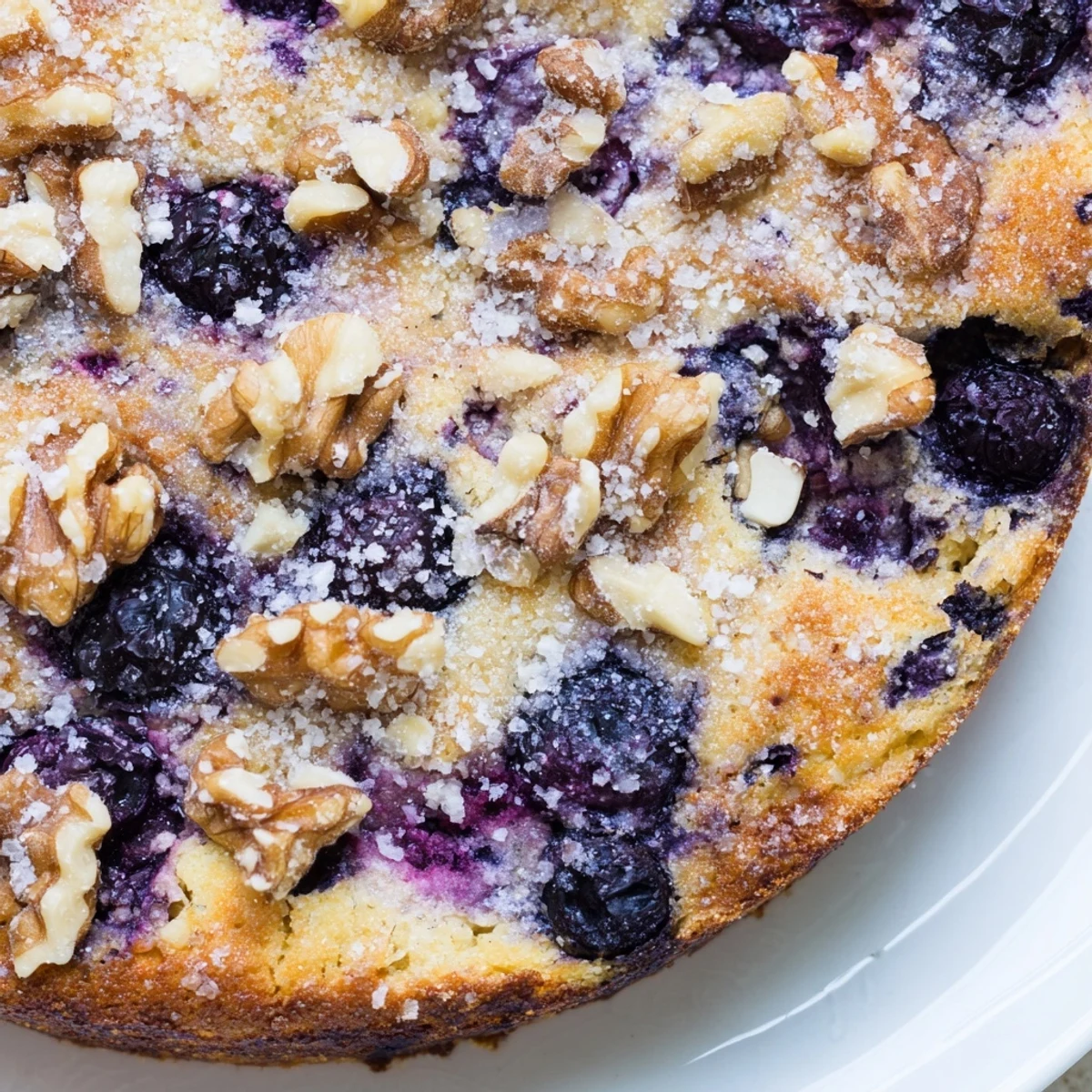 Sliced blueberry cottage cheese breakfast bake displaying tender oat texture and plump fruit