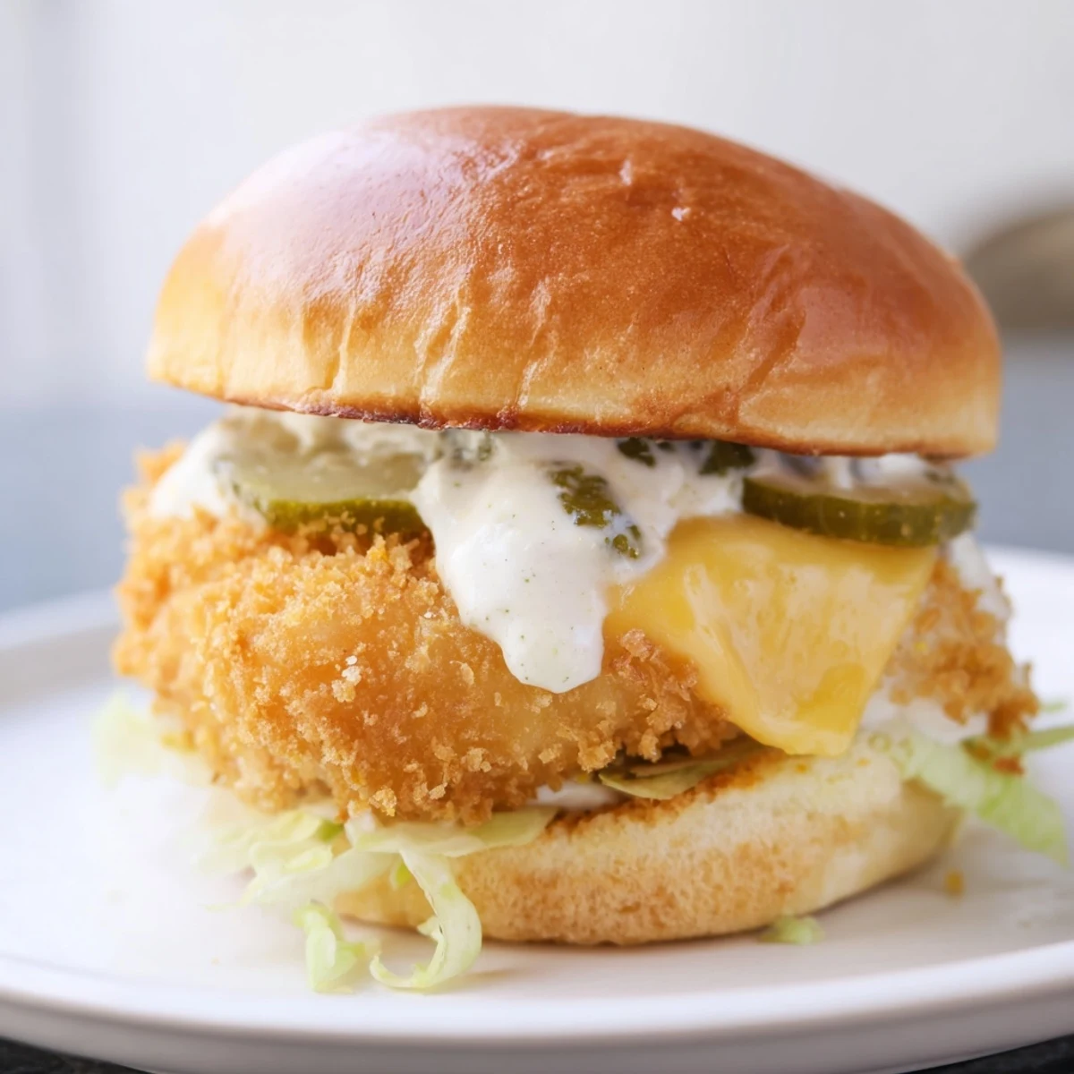 Crispy golden Filet O Fish Sliders with tartar sauce on toasted buns