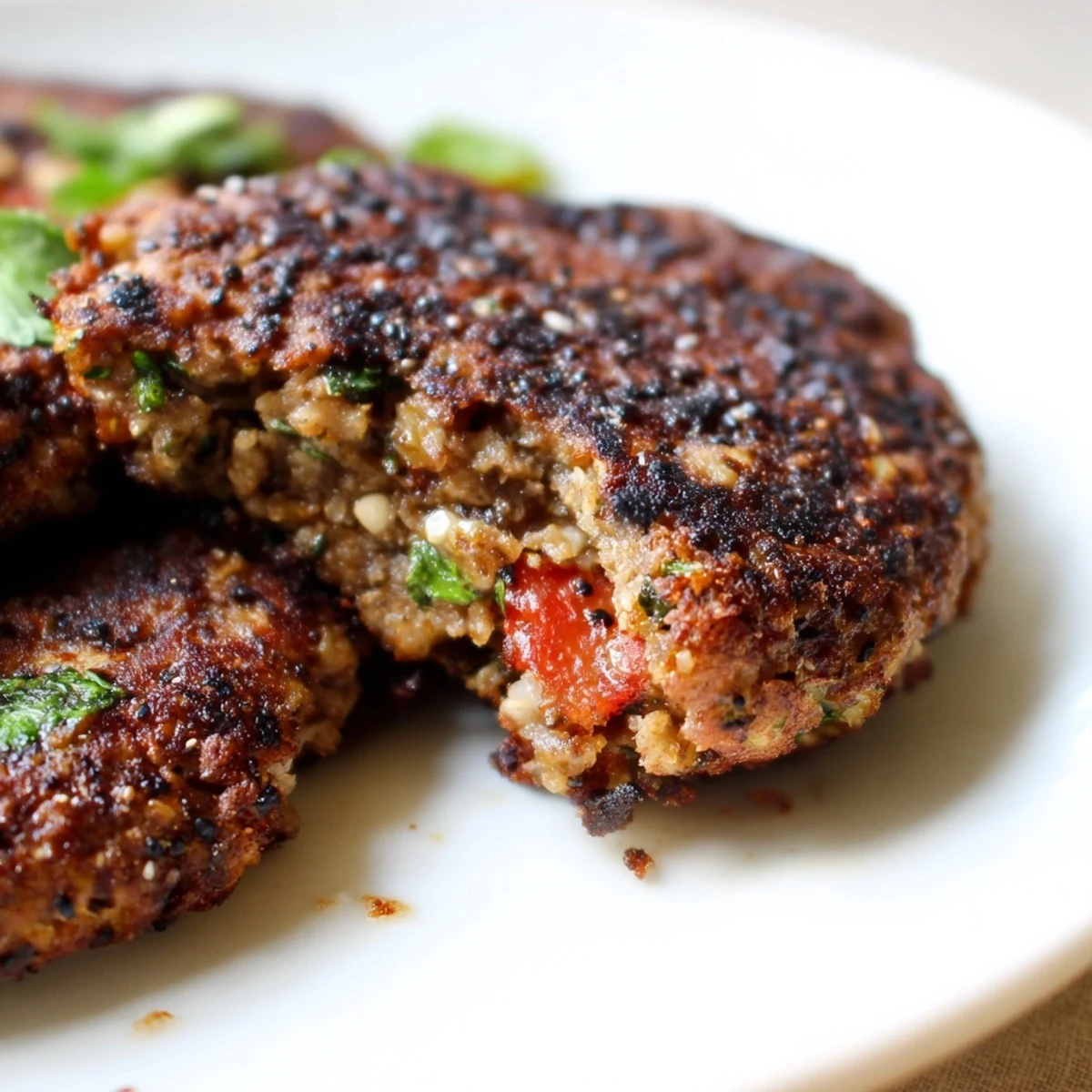 Golden crispy Pakistani Chapli Kabab sizzling in the pan with aromatic spices and charred edges