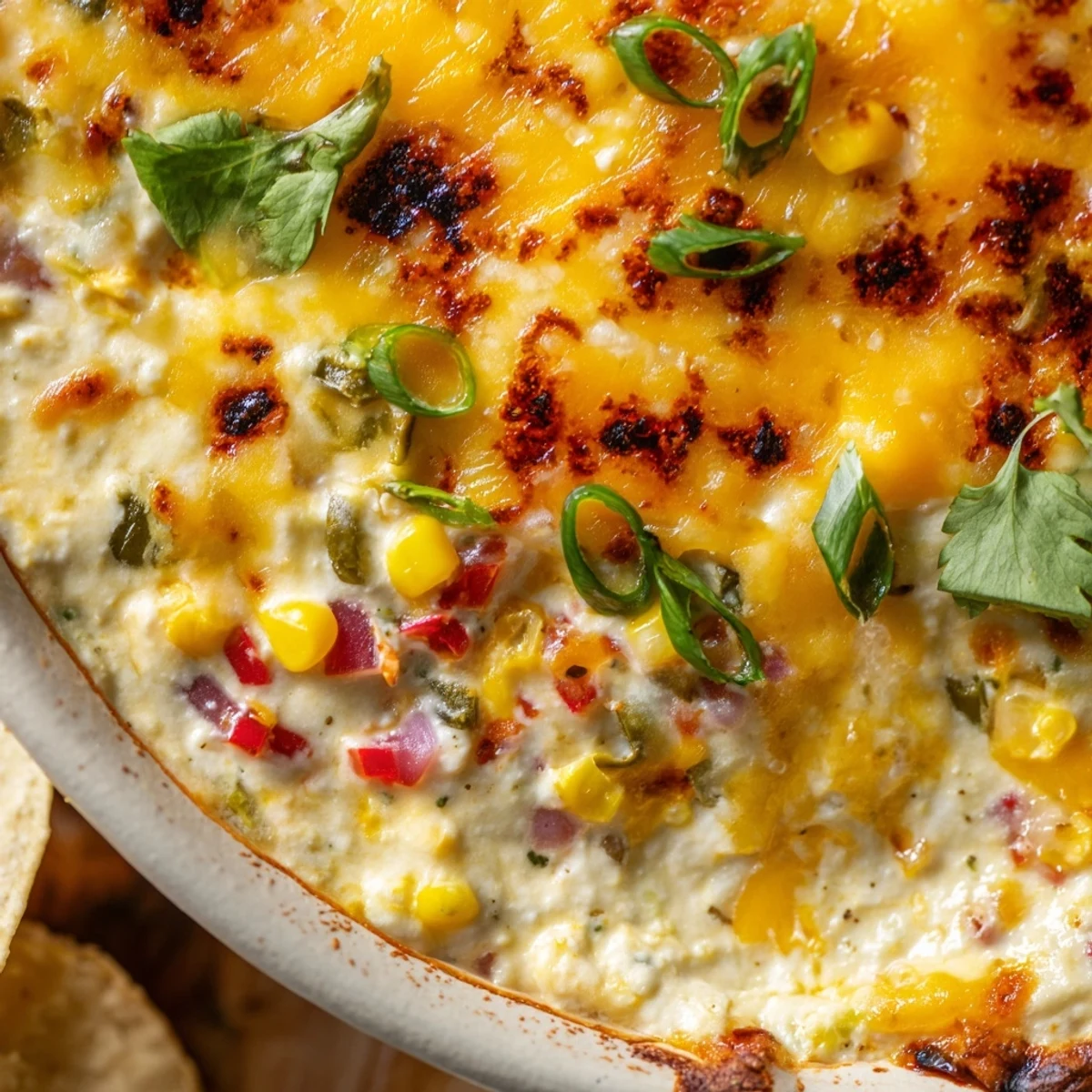 Creamy spicy roasted jalapeno cowboy cream cheese dip served bubbling hot with tortilla chips