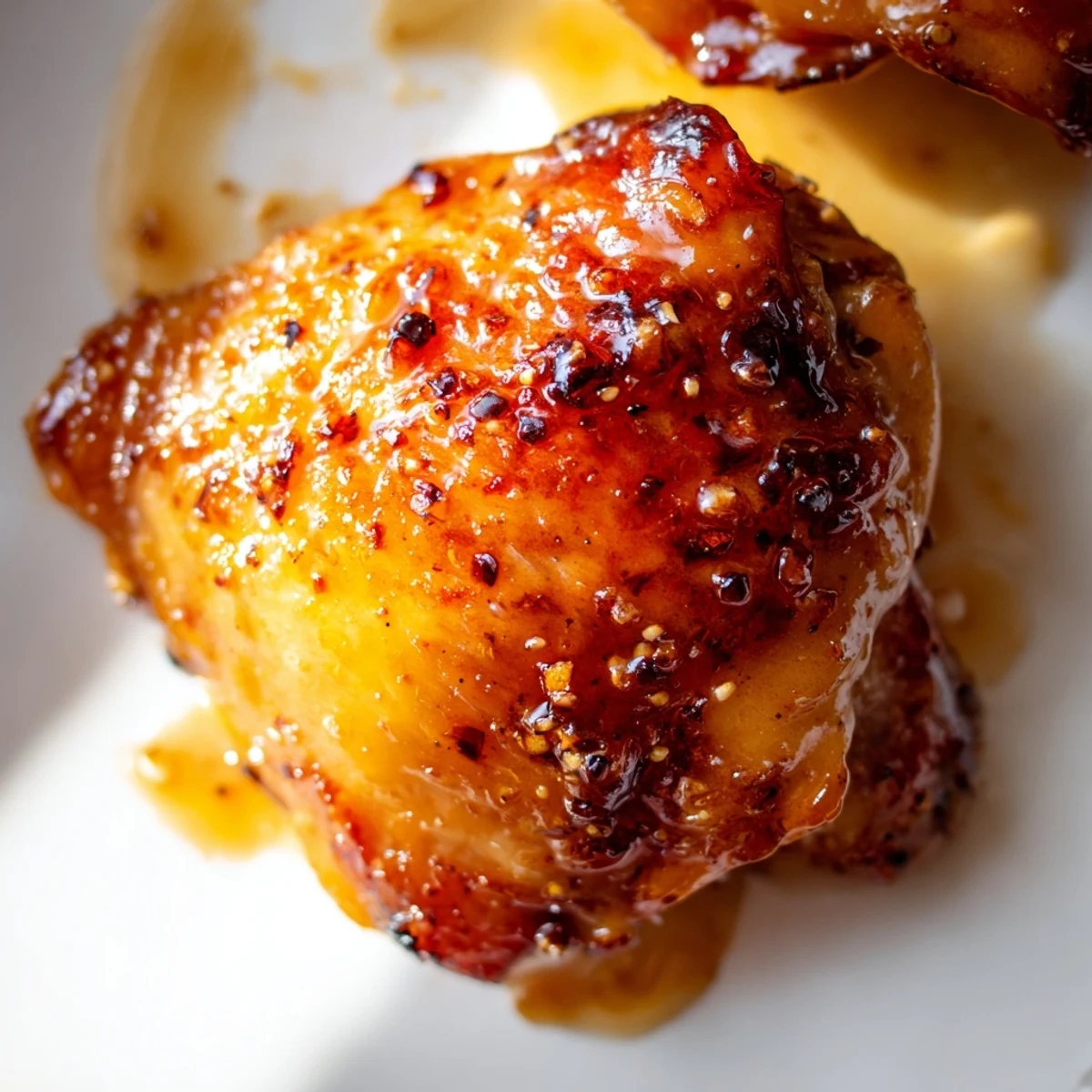Glistening Savory Glazed Chicken with crispy potato wedges and fragrant green herb rice