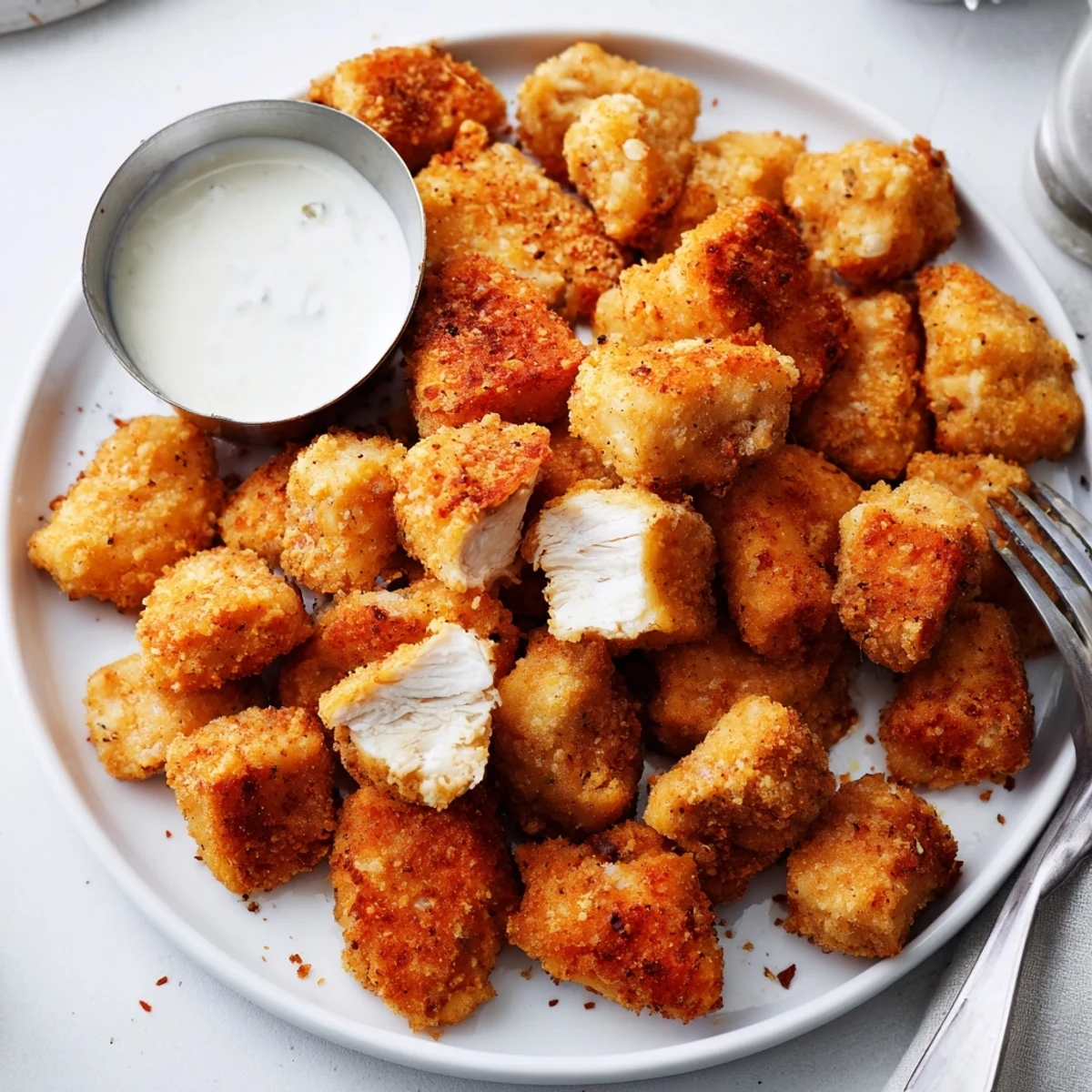 Buttermilk-marinated Chicken Bites with crunchy crust, perfect for party snacking.