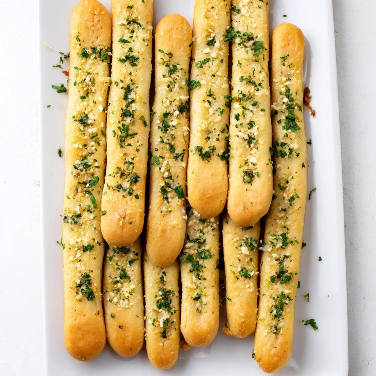 Soft fluffy garlic breadsticks served warm alongside a bowl of marinara dipping sauce