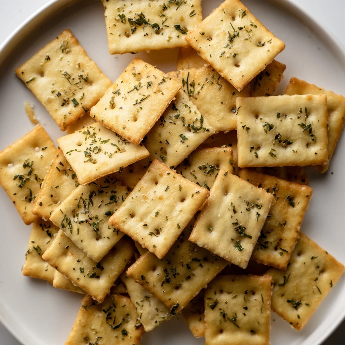Crunchy Dill Pickle Saltines Recipe piled next to creamy dip for snacking