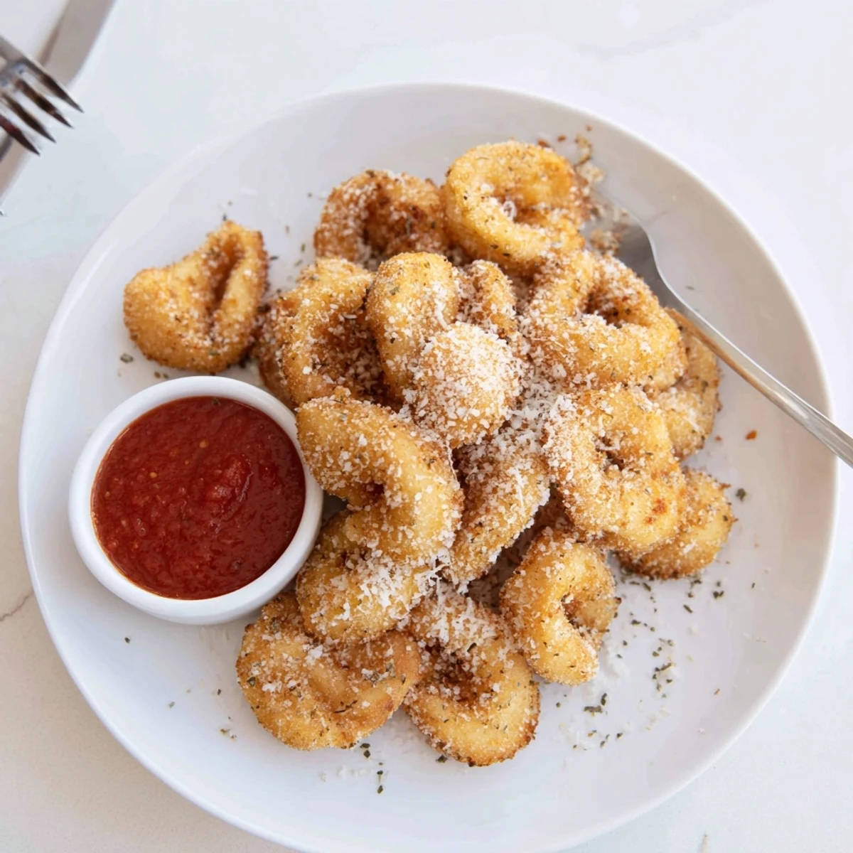 Golden Crispy Tortellini Party Snacks Recipe, fried until crunchy, served steaming