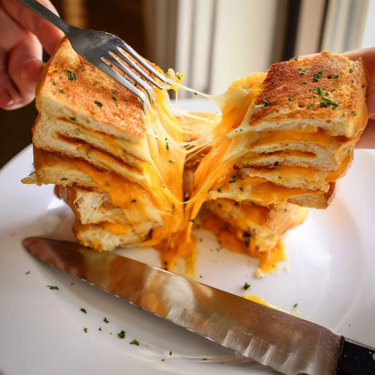 Party-ready Mini Grilled Cheese Hawaiian Rolls Recipe sliced, golden tops and melty centers