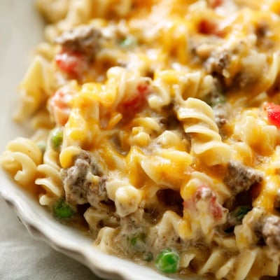 Cheesy Beef And Noodle Casserole
